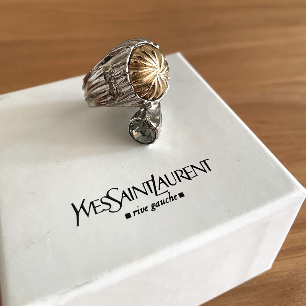 Yves Saint Laurent YSL ring gold silver gem